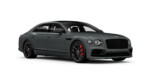 Bentley Santo Domingo Bentley Flying Spur S front side angled view in Cambrian Grey coloured exterior. 