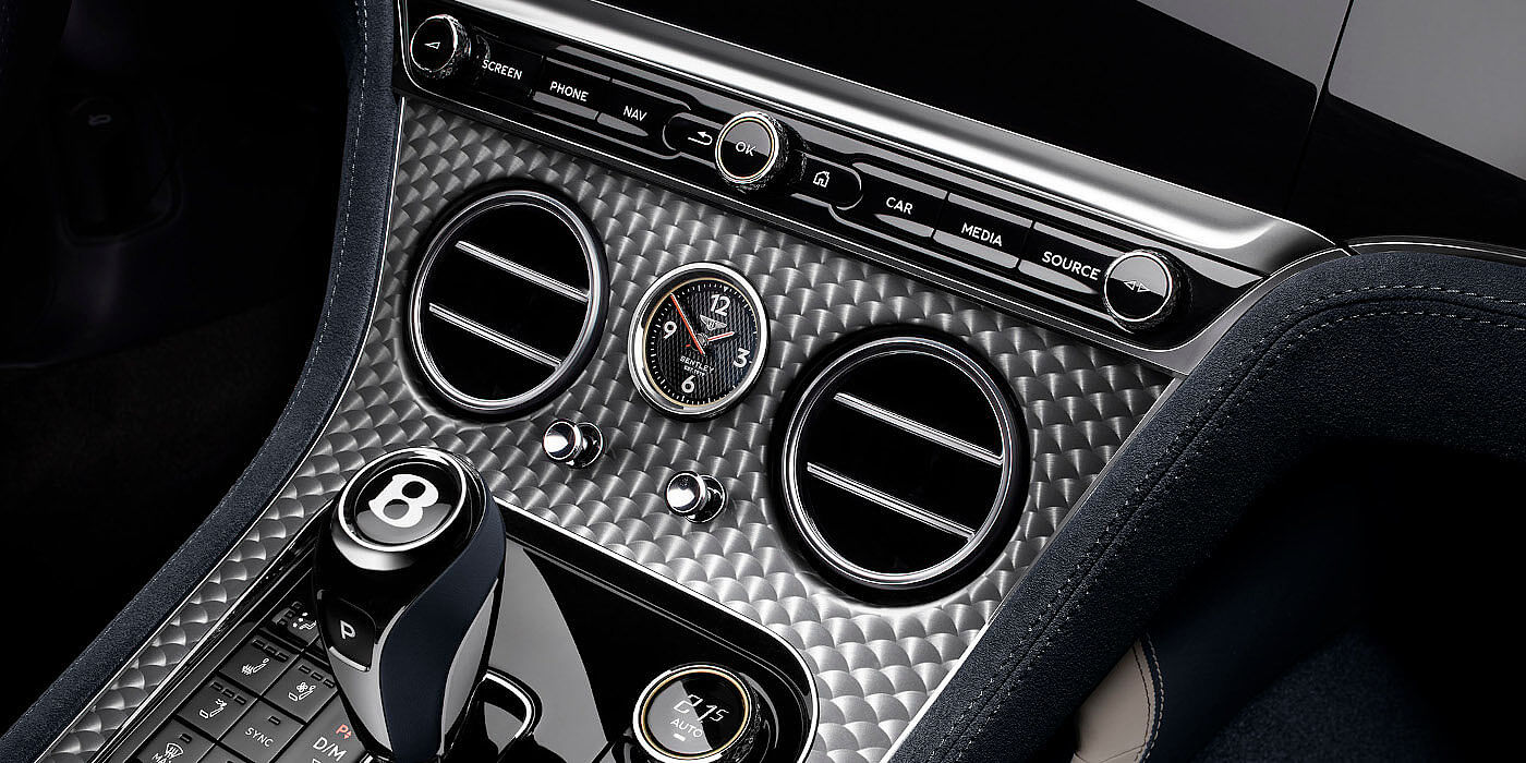 Bentley Santo Domingo Bentley Continental GTC Speed convertible front interior engine spin veneer detail