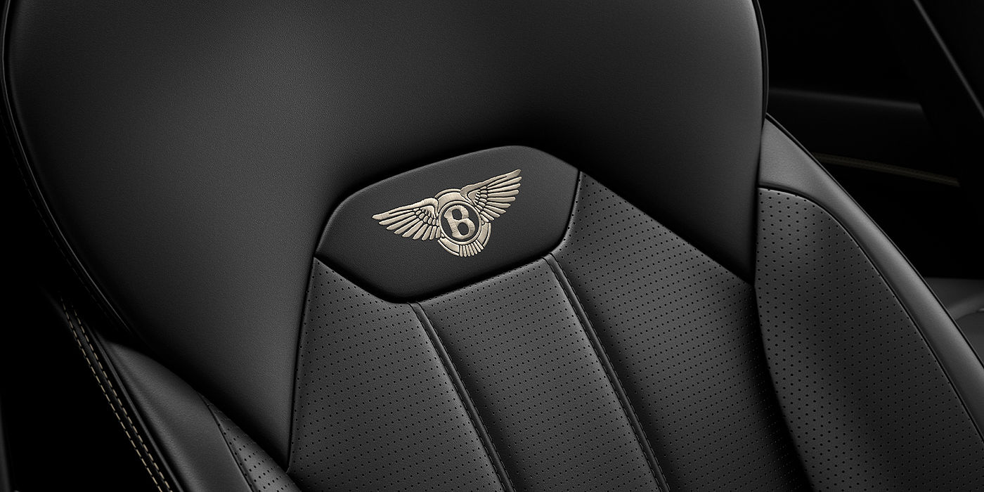 Bentley Santo Domingo Bentley Bentayga SUV seat detail in Beluga black hide